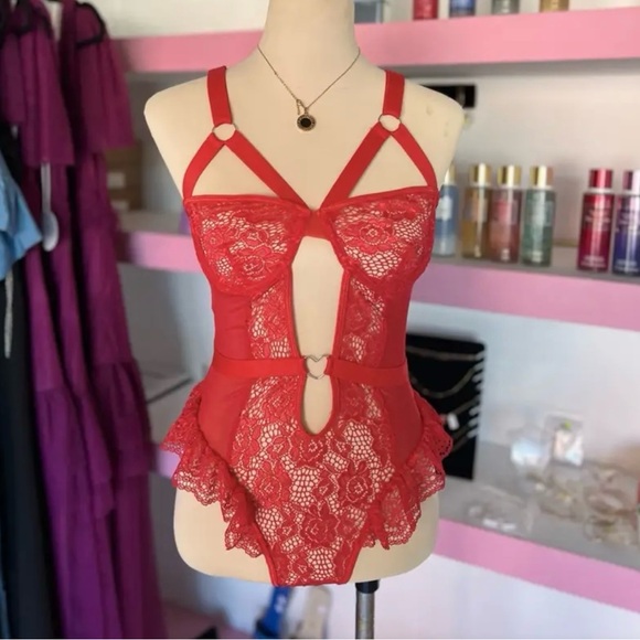 Red Sexy lace thong bodysuit lingerie underwear - Picture 3 of 5